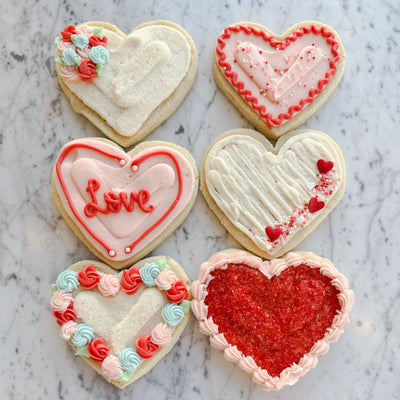 FANCY JUMBO HEART SUGAR COOKIES - 6ct